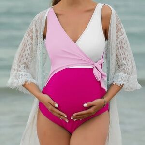 Modern Maternity Swimsuit One Piece With Side Tie Closure